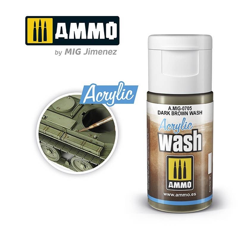 Ammo Mig Dark Brown Acrylic Wash | 8432074007050