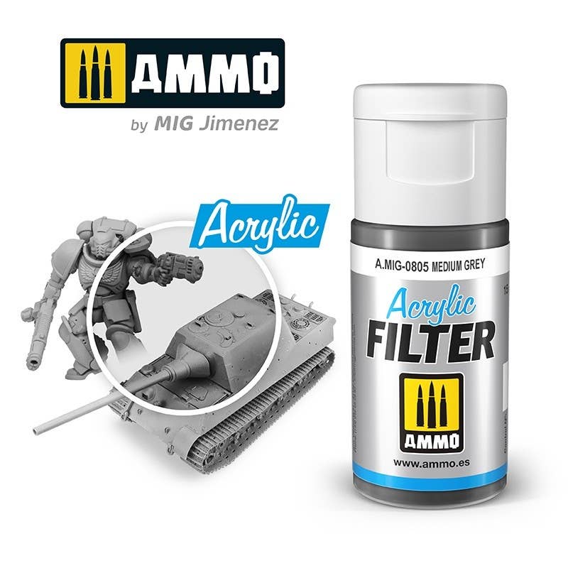 Ammo Mig Medium Grey Acrylic Filter | 8432074008057