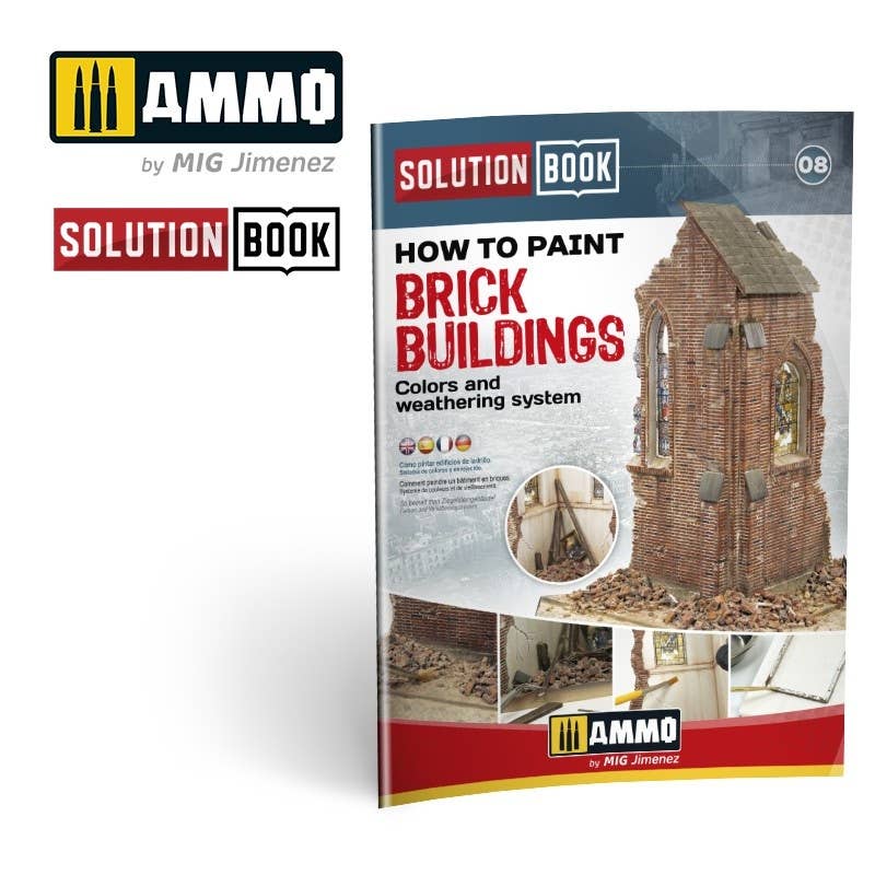 Ammo Mig How to Paint Brick Buildings, Colors & Weathering System - Solution Book (Multilingual) | 8432074065104