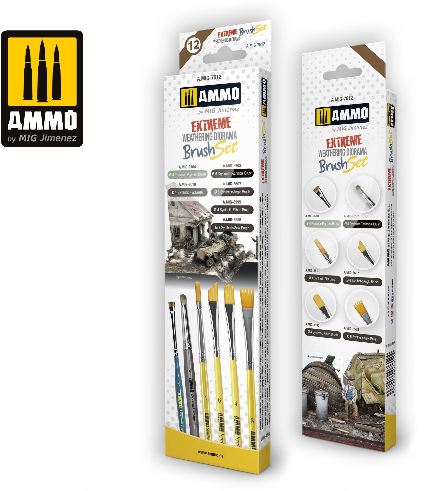 Ammo Mig Extreme Weathering Diorama Brush Set | 8432074076124
