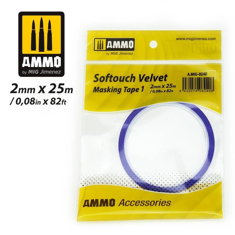 Ammo Mig Softouch Velvet Masking Tape #1 (2mm x 25m) | 8432074082408