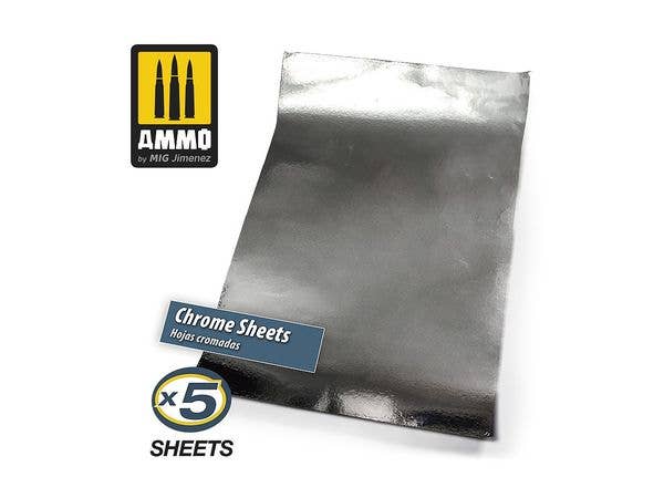 Ammo Mig Adhesive Chrome Sheets (280x195 mm) | 8432074082484