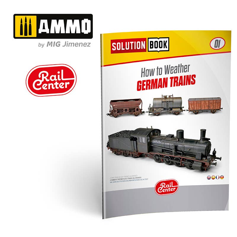 Ammo Mig AMMO RAIL CENTER SOLUTION BOOK #01 - GERMAN TRAINS. All Weathering Products | 8432074113003