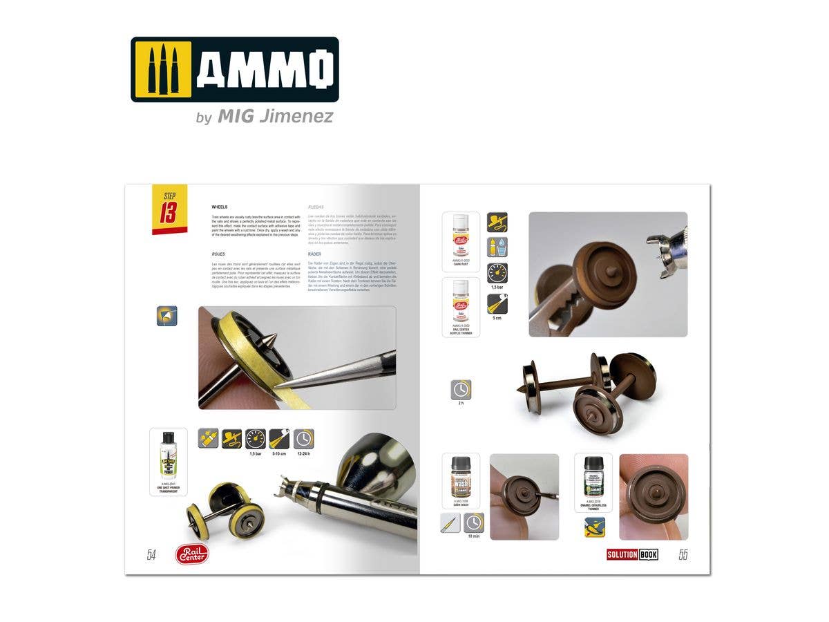 Ammo Mig AMMO RAIL CENTER SOLUTION BOOK #01 - GERMAN TRAINS. All Weathering Products | 8432074113003