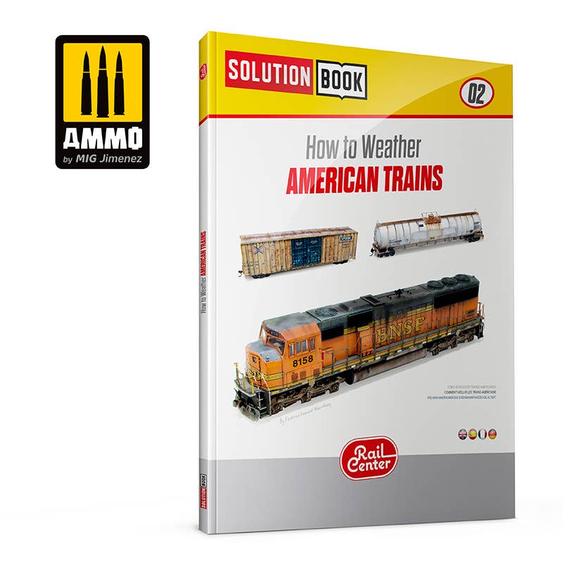 Ammo Mig AMMO RAIL CENTER SOLUTION BOOK #02 - AMERICAN TRAINS. All Weathering Products | 8432074113010