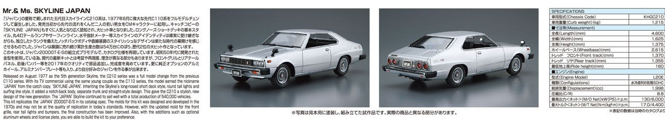 Aoshima 1/24 Nissan KHGC210 Skyline HT2000GT-ES '77 | 4905083058374