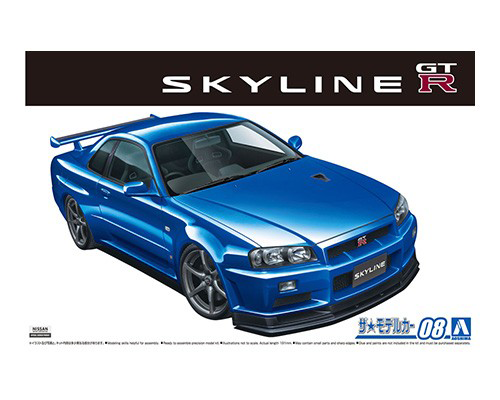 Aoshima 1/24 Nissan BNR34 Skyline GT-R V-spec '02 | 4905083058589