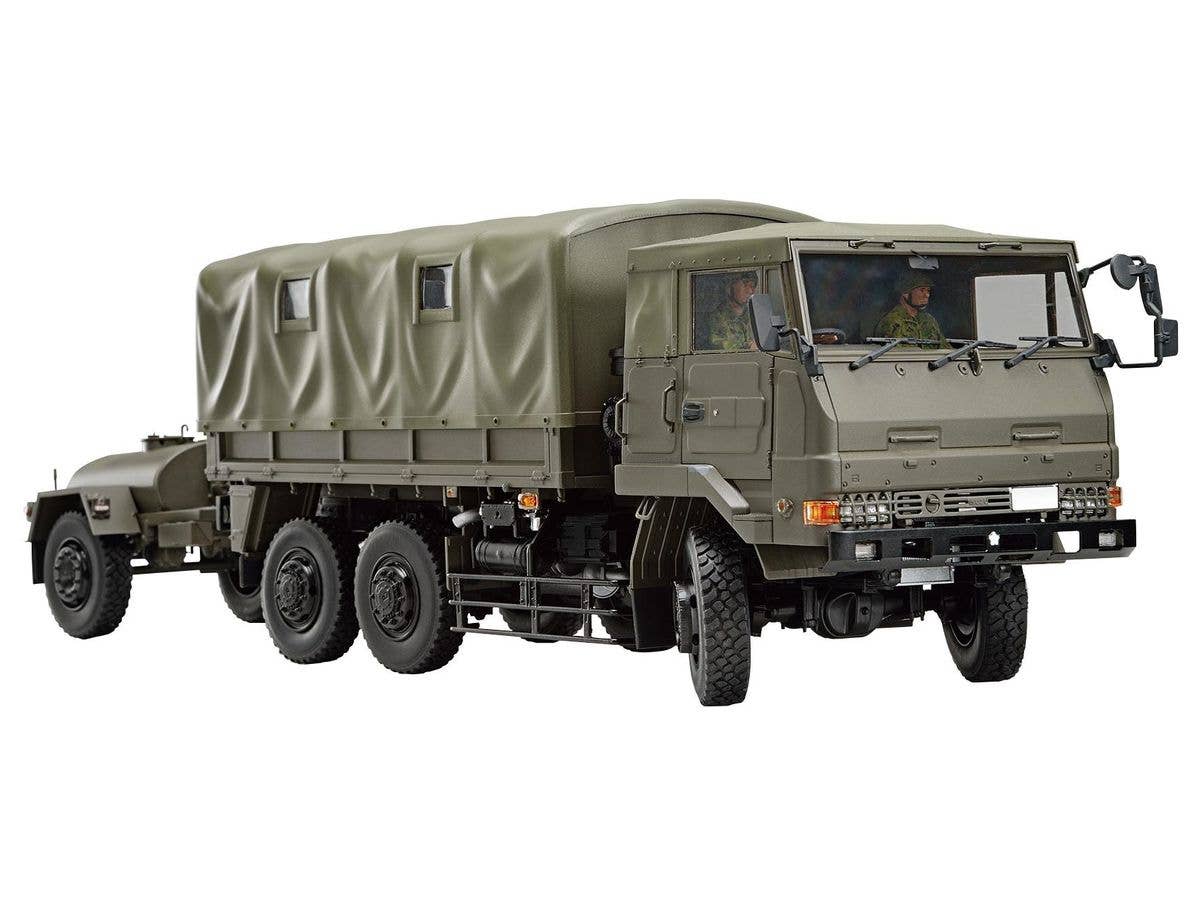 Aoshima 1/35 3 1/2t Truck (SKW-476) w/Field Kitchen & Water Tank Trailer | 4905083058916