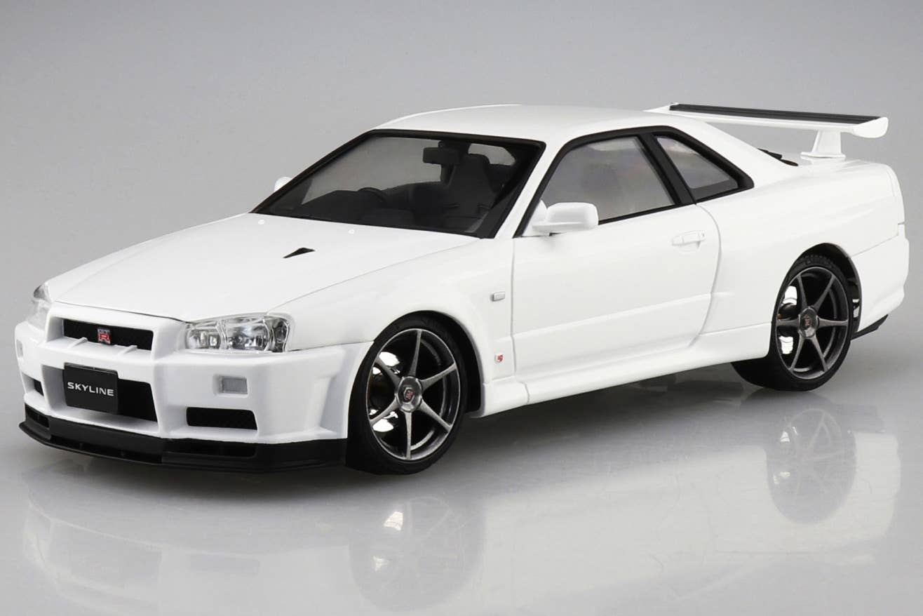 Aoshima 1/24 Nissan BNR34 Skyline GT-R V-spec II '00 White | 4905083065587
