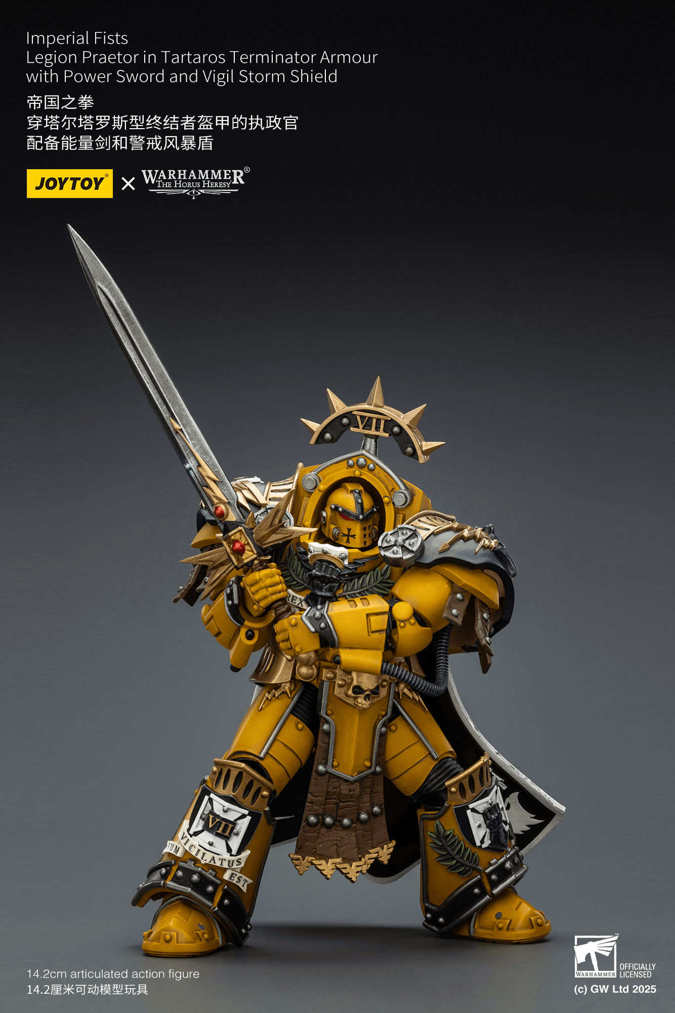Imperial Fists Legion Praetor in Tartaros Terminator Armour with Power Sword and Vigil Storm Shield | 6927054403295
