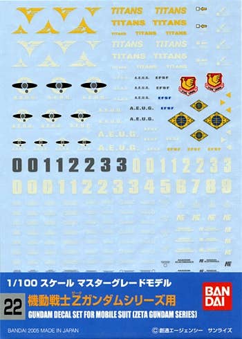 Gundam Decal 22 - Zeta Gundam Series | 4573102611352