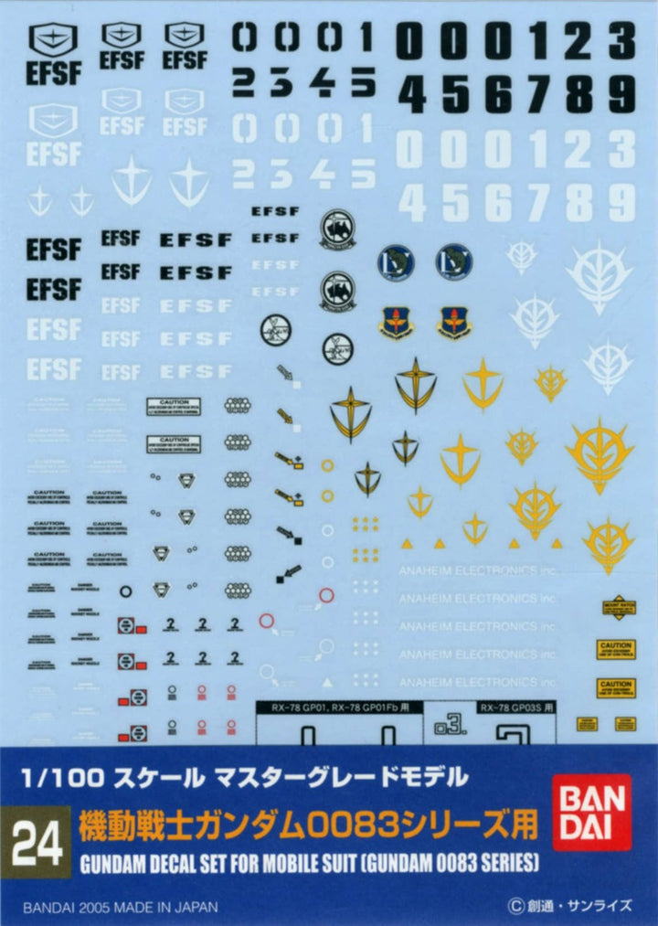 Gundam Decal 24 - Gundam 0083 Series | 4573102611369