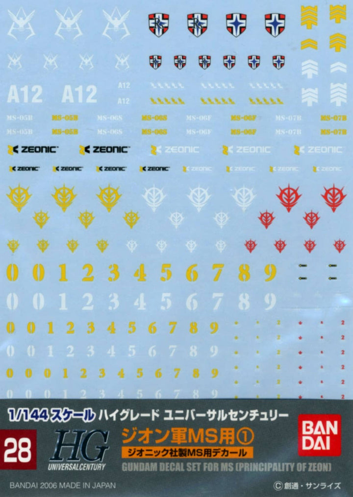 Gundam Decal 28 - Principality of Zeon | 4573102574961