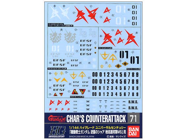 Gundam Decal 71 - 1/144 Char's Counter Attack Earth Federation Ver | 4573102575111