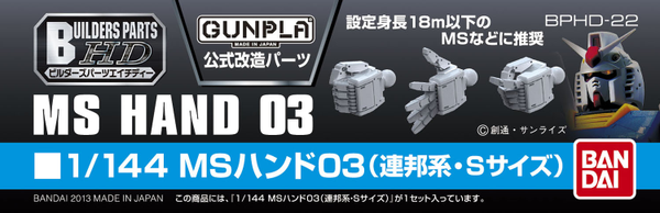Builders Parts - HD 1/144 MS Hand 03 (EFSF Small) | 4573102619457