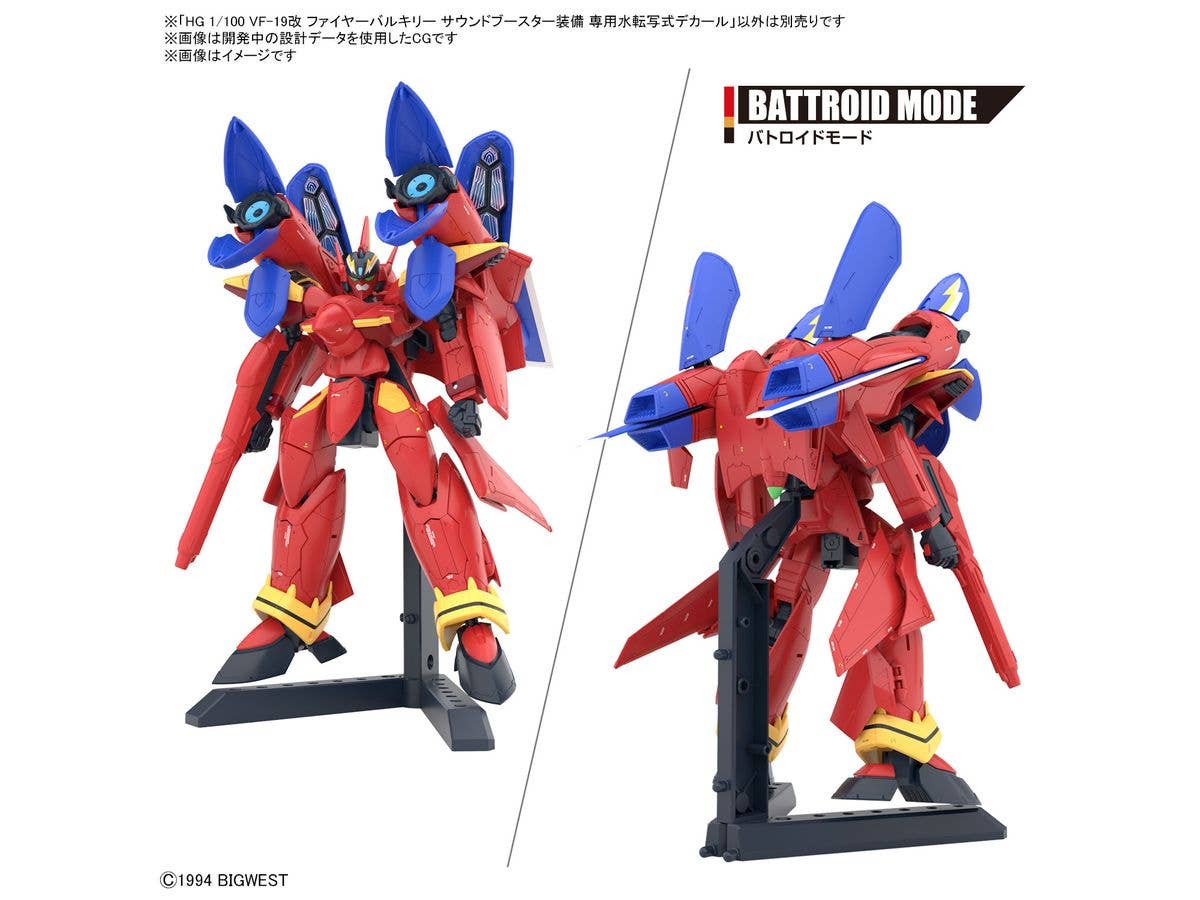 HG 1/100 VF-19 CUSTOM FIRE VALKYRIE WITH SOUND BOOSTER WATER DECALS | 4573102663160