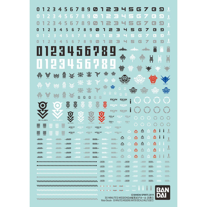 Bandai #01 30 Minutes Missions Water Decals Multiuse 1 '30 Minute Missions', Bandai Spirits | 4573102613196