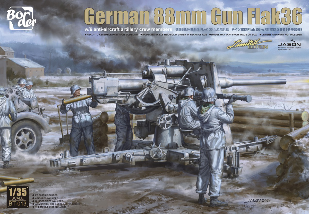 Border Model 1/35 German 88mm Gun Flak36 w/6 Anti-Aircraft Artillery Crew Members | 6971995748069