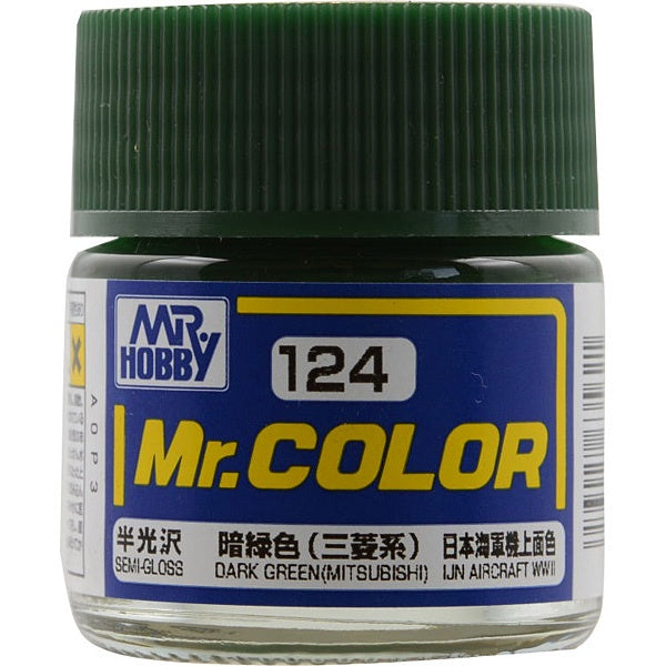 Mr Hobby Mr. Color 124 - Dark Green (Mitsubishi) (Semi-Gloss/Aircraft) | 4973028635621