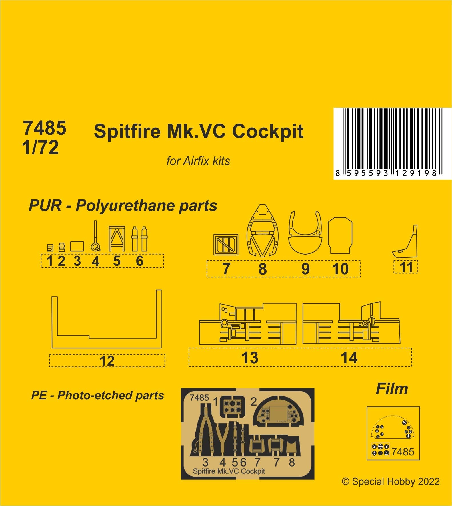 CMK 1/72 Spitfire Mk.VC Cockpit / for Airfix kit | 8595593129198