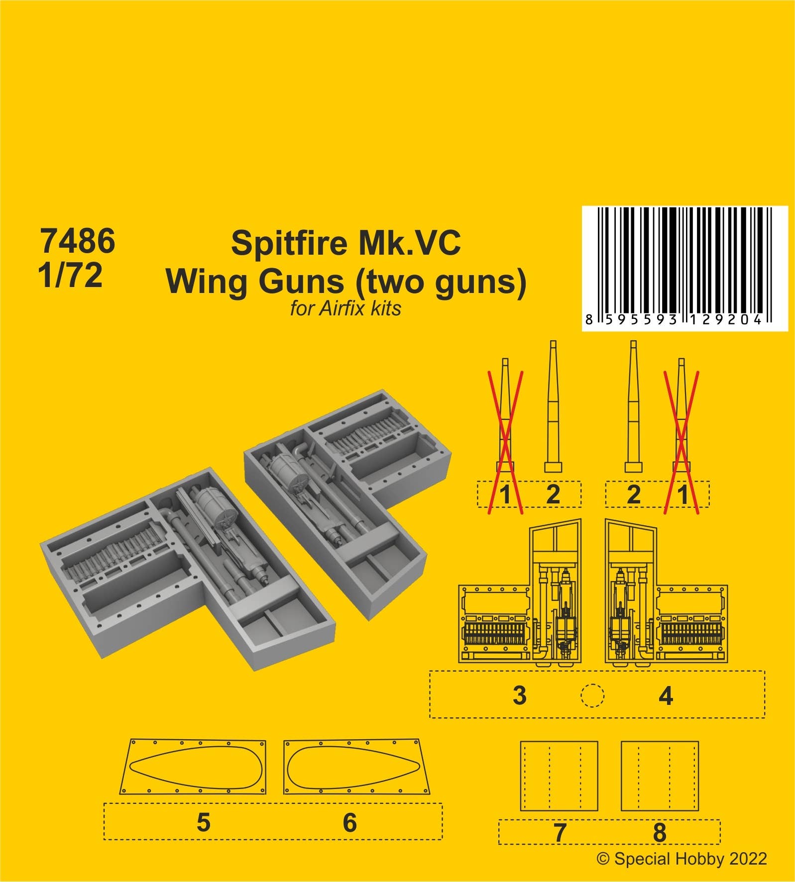 CMK 1/72 Spitfire Mk.VC Wing Guns (two guns) / for Airfix kit | 8595593129204