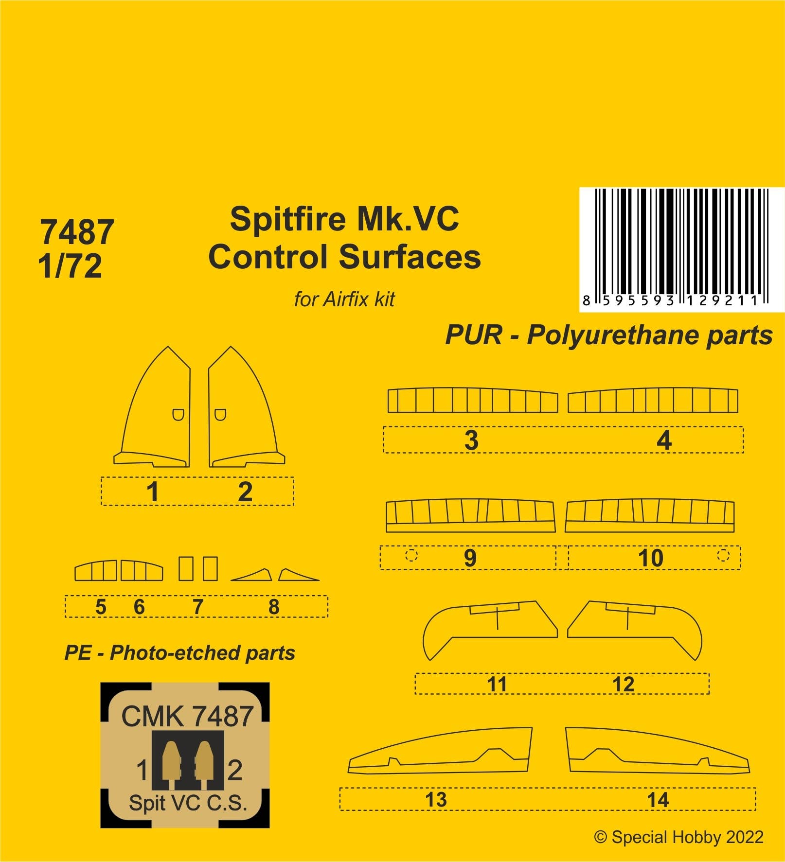 CMK 1/72 Spitfire Mk.VC Control Surfaces / for Airfix kit | 8595593129211