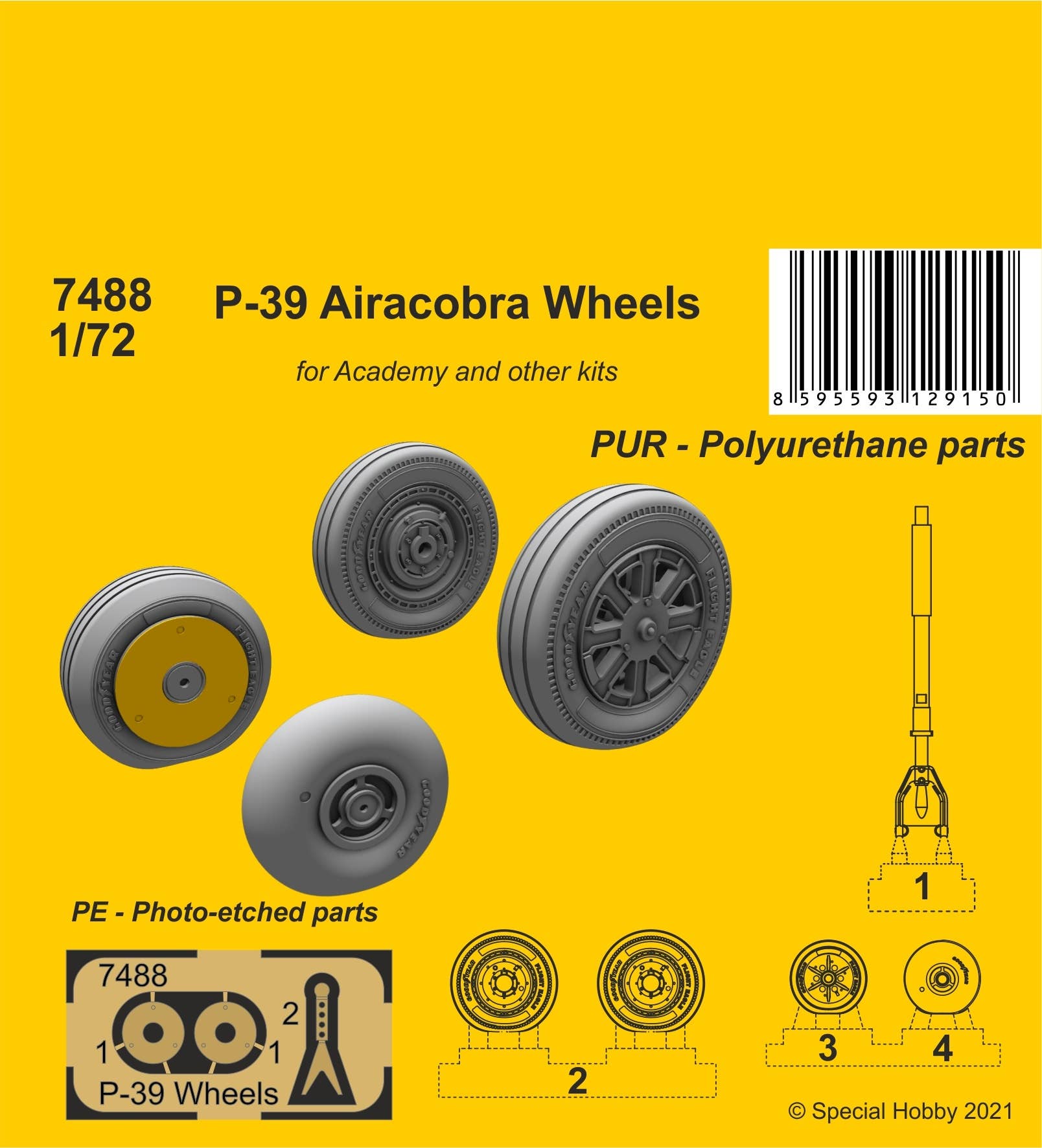 CMK 1/72 P-39 Airacobra Wheels and Front Leg | 8595593129150