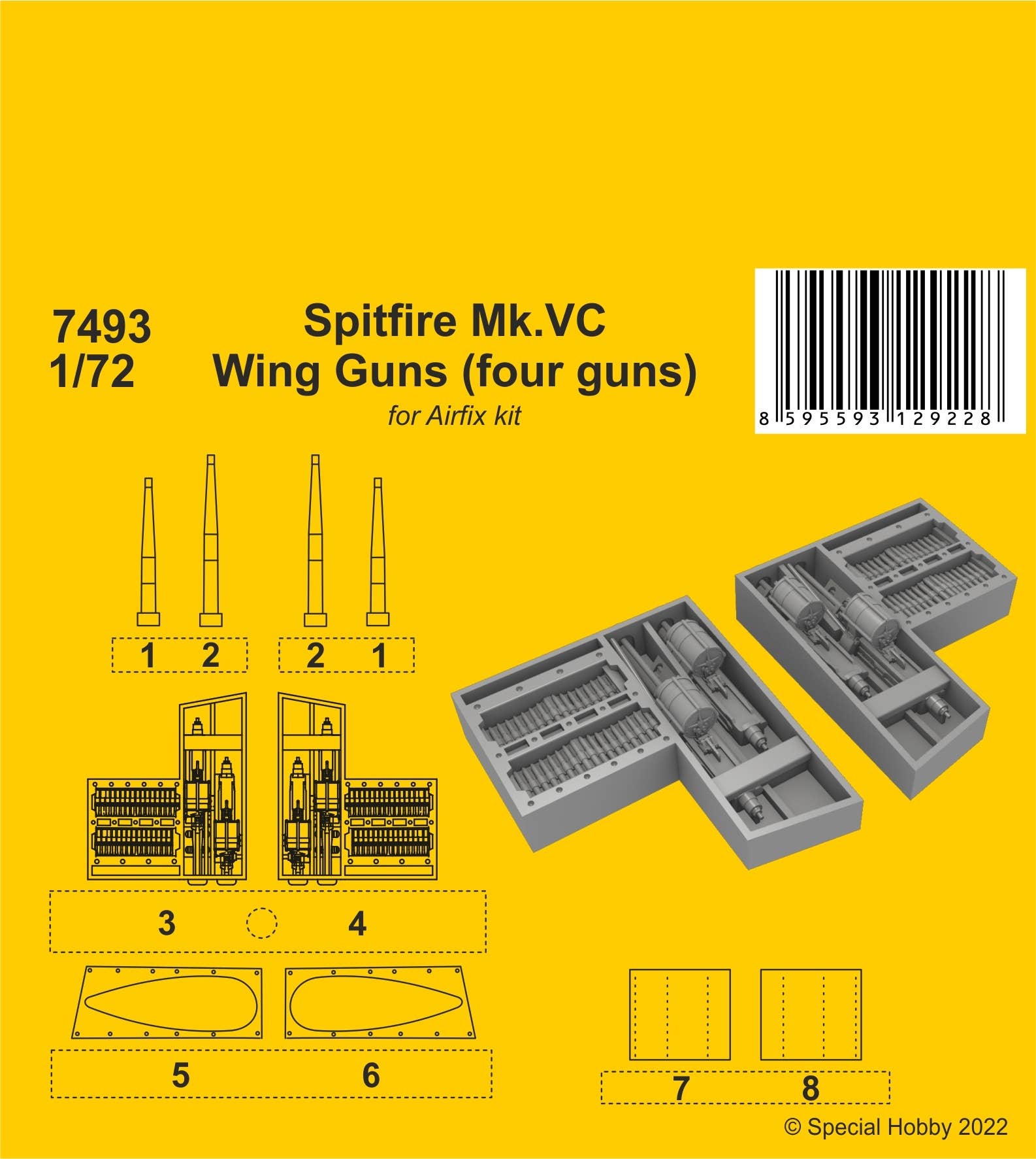 CMK 1/72 Spitfire Mk.VC Wing Guns (four guns) / for Airfix kit | 8595593129228