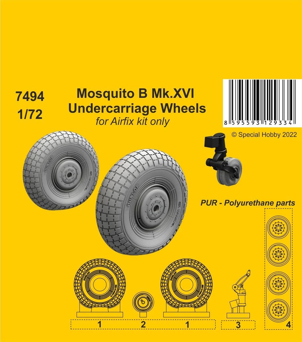 CMK 1/72 Mosquito B Mk.XVI Undercarriage Wheels / Airfix kit only | 8595593129334