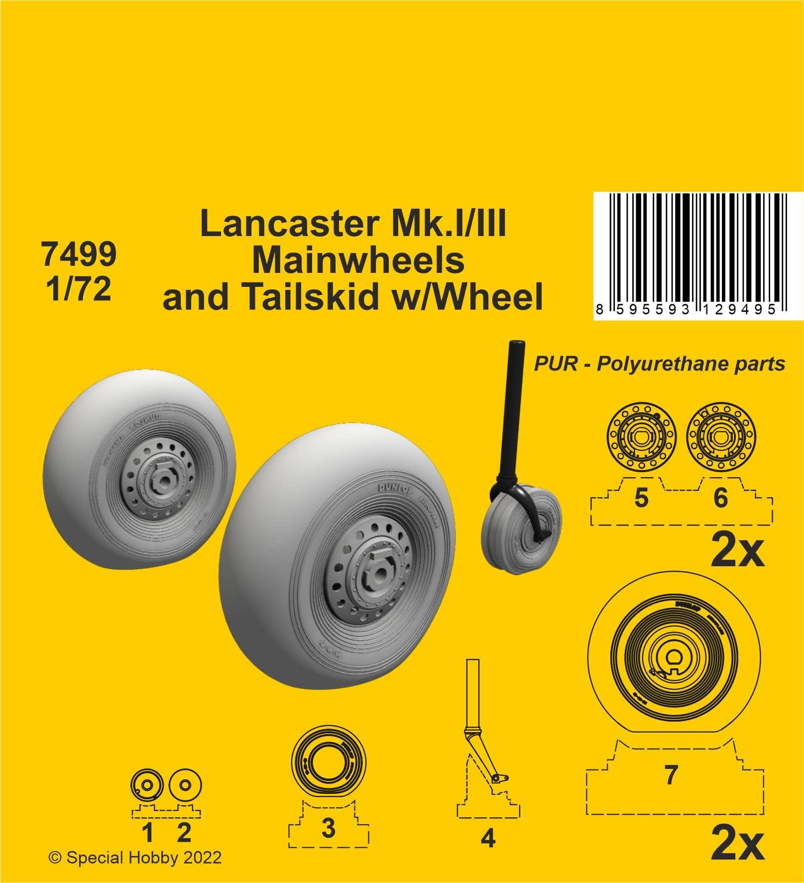 CMK 1/72 Lancaster Mk.I/III Mainwheels and Tailwheel w/Leg | 8595593129495