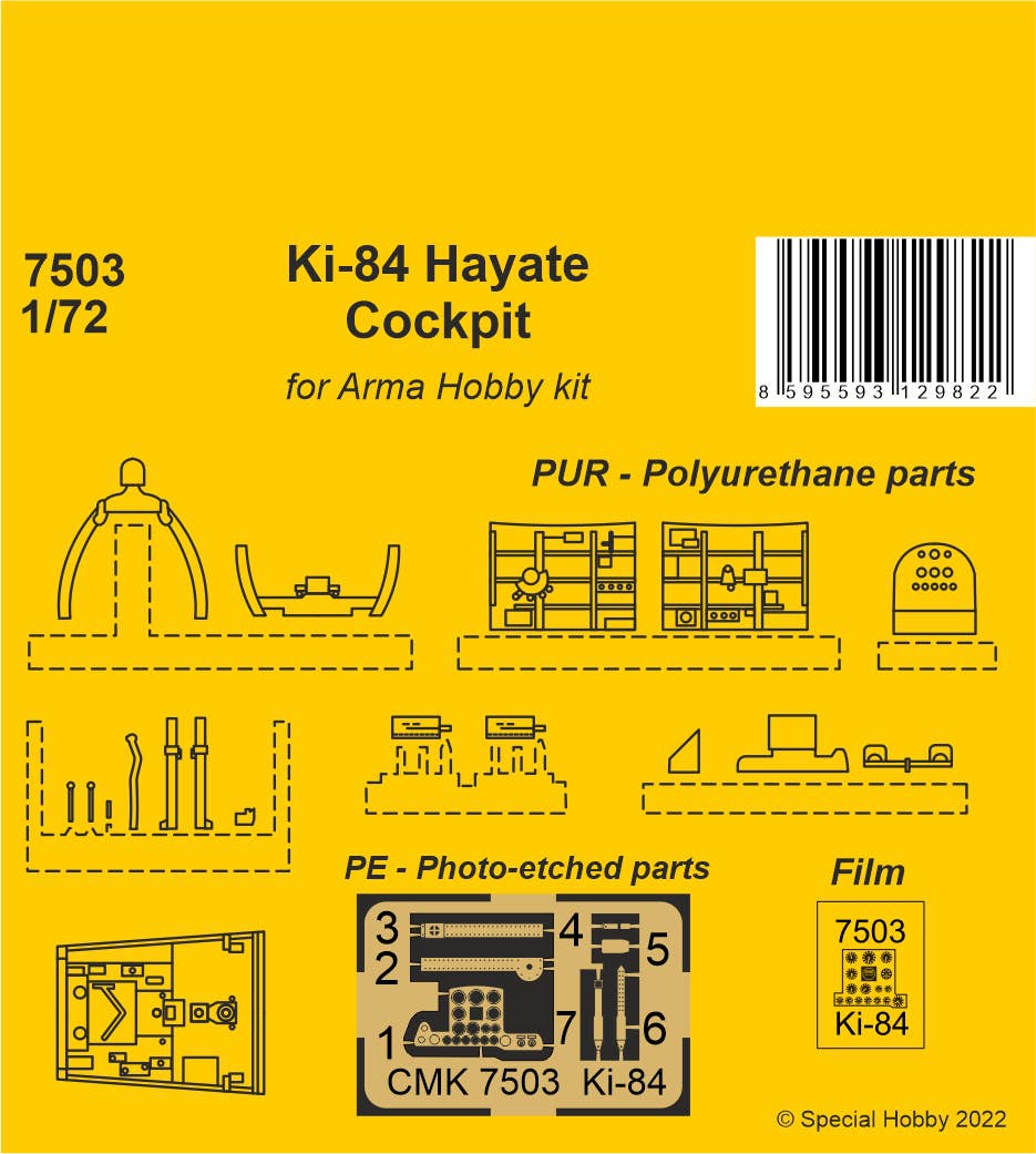 CMK 1/72 Ki-84 Hayate Cockpit For Arma Hobby Kits | 8595593129822