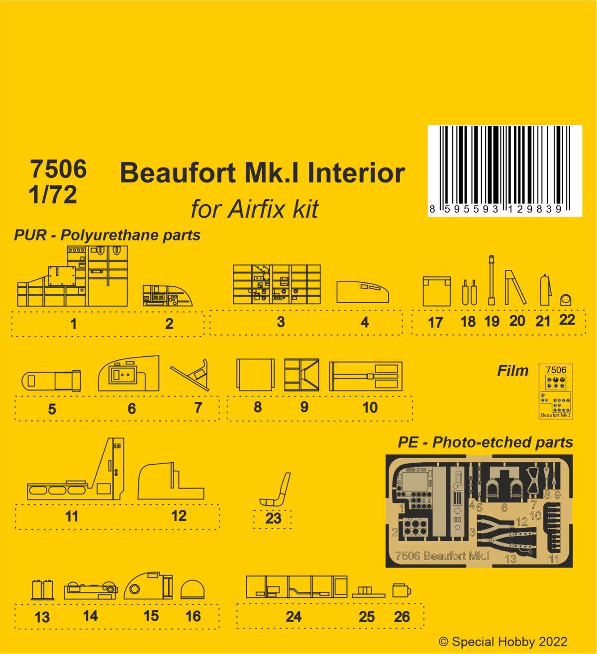 CMK 1/72 Beaufort Mk.I Interior For Airfix Kit | 8595593129839