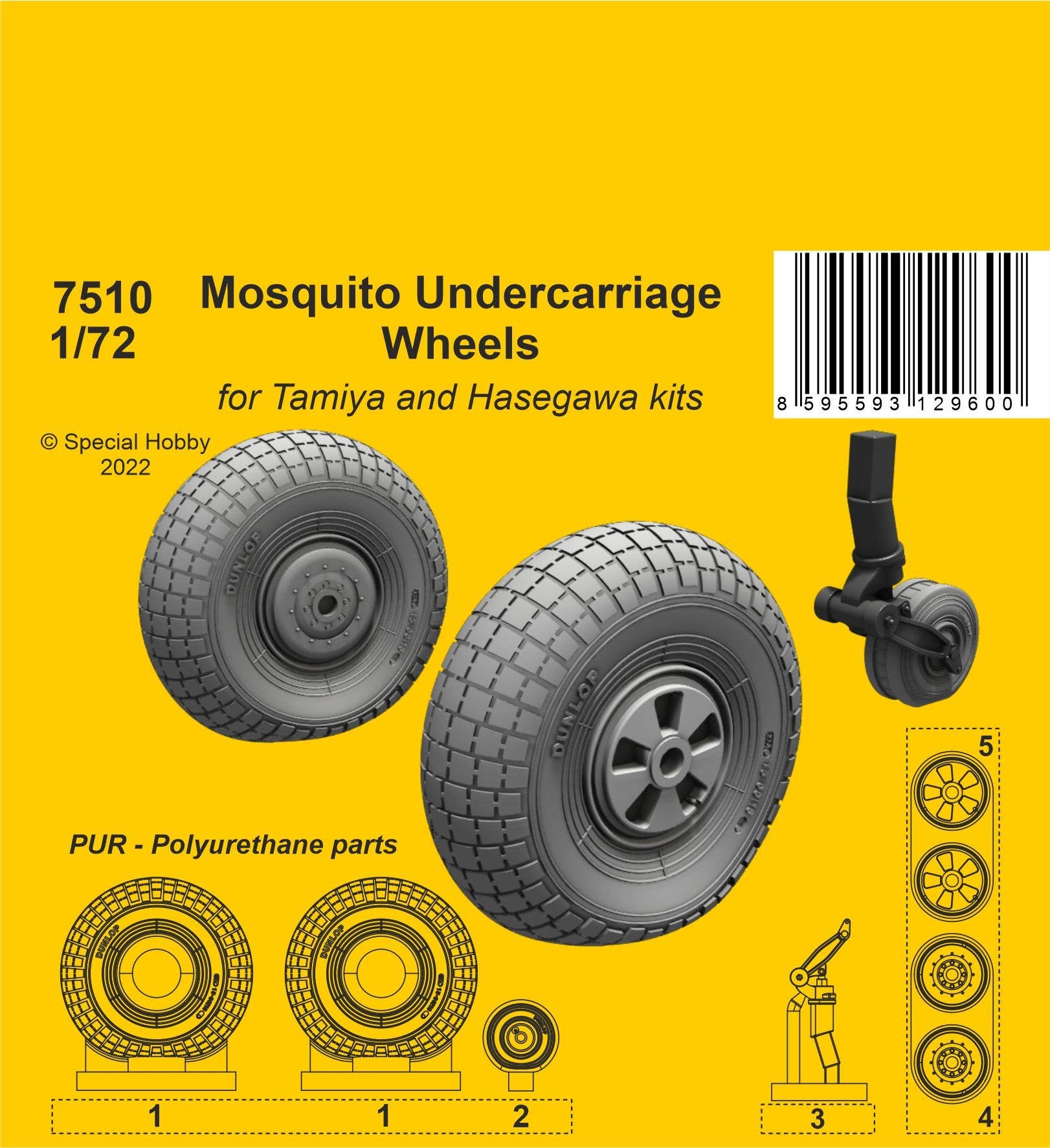 CMK 1/72 Mosquito Undercarriage Wheels / for Tamiya and Hasegawa kits | 8595593129600
