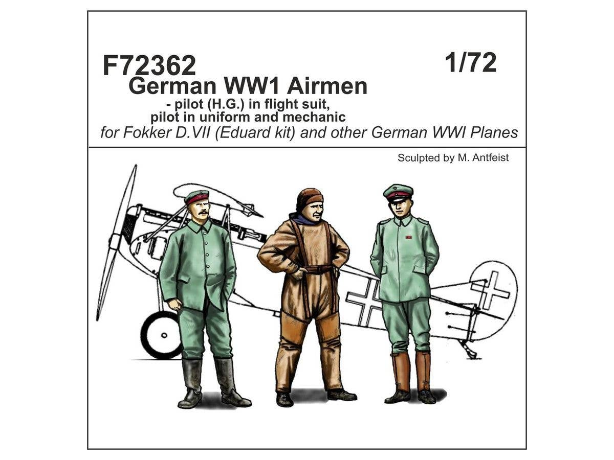 CMK 1/72 German WWI Airmen - Pilot (H.G.) in Flight Suit, Pilot in Uniform and Mechanic | 8595593127460