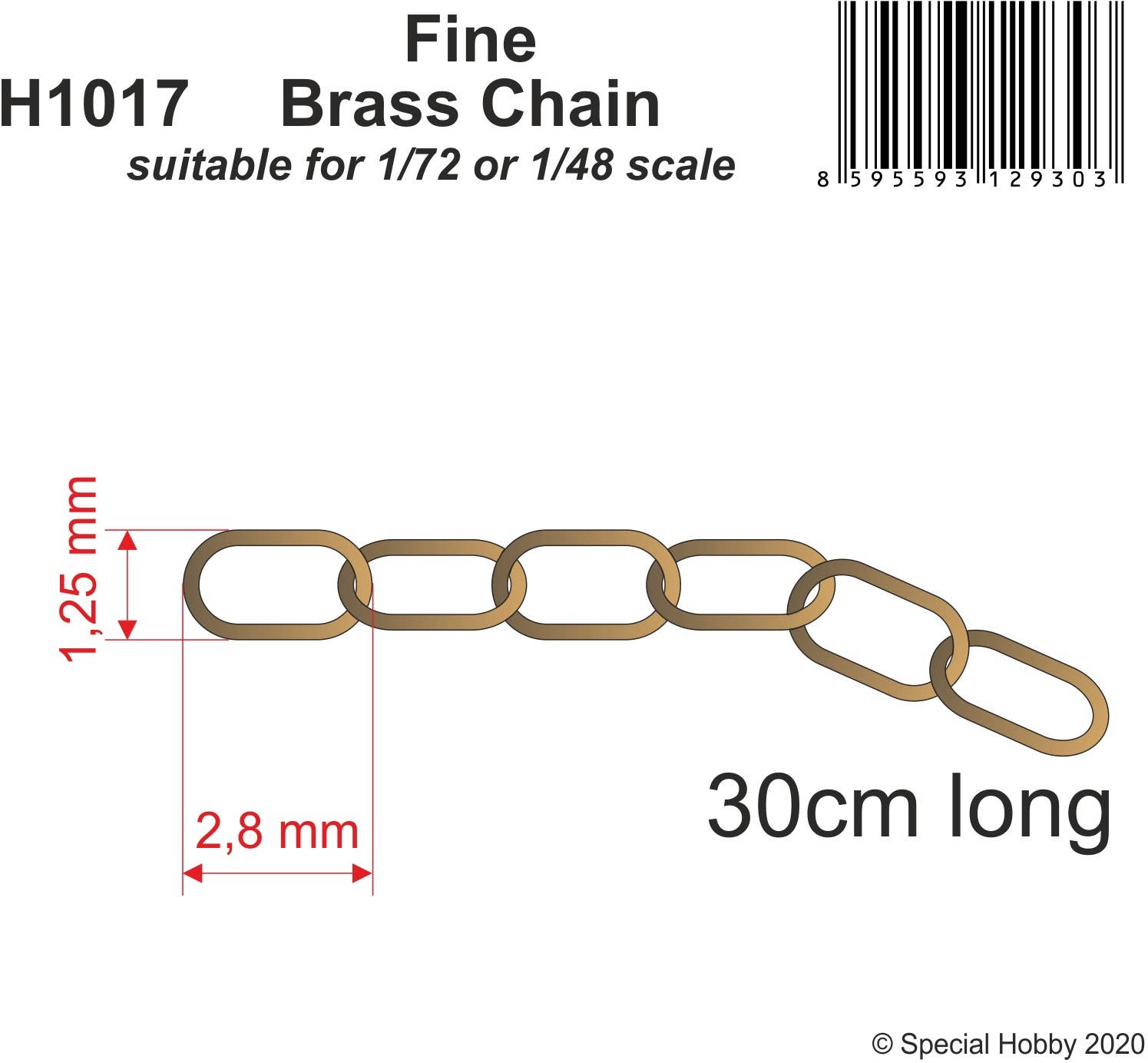 CMK Fine Brass Chain Suitable for 1/72 or 1/48 Scale | 8595593129303