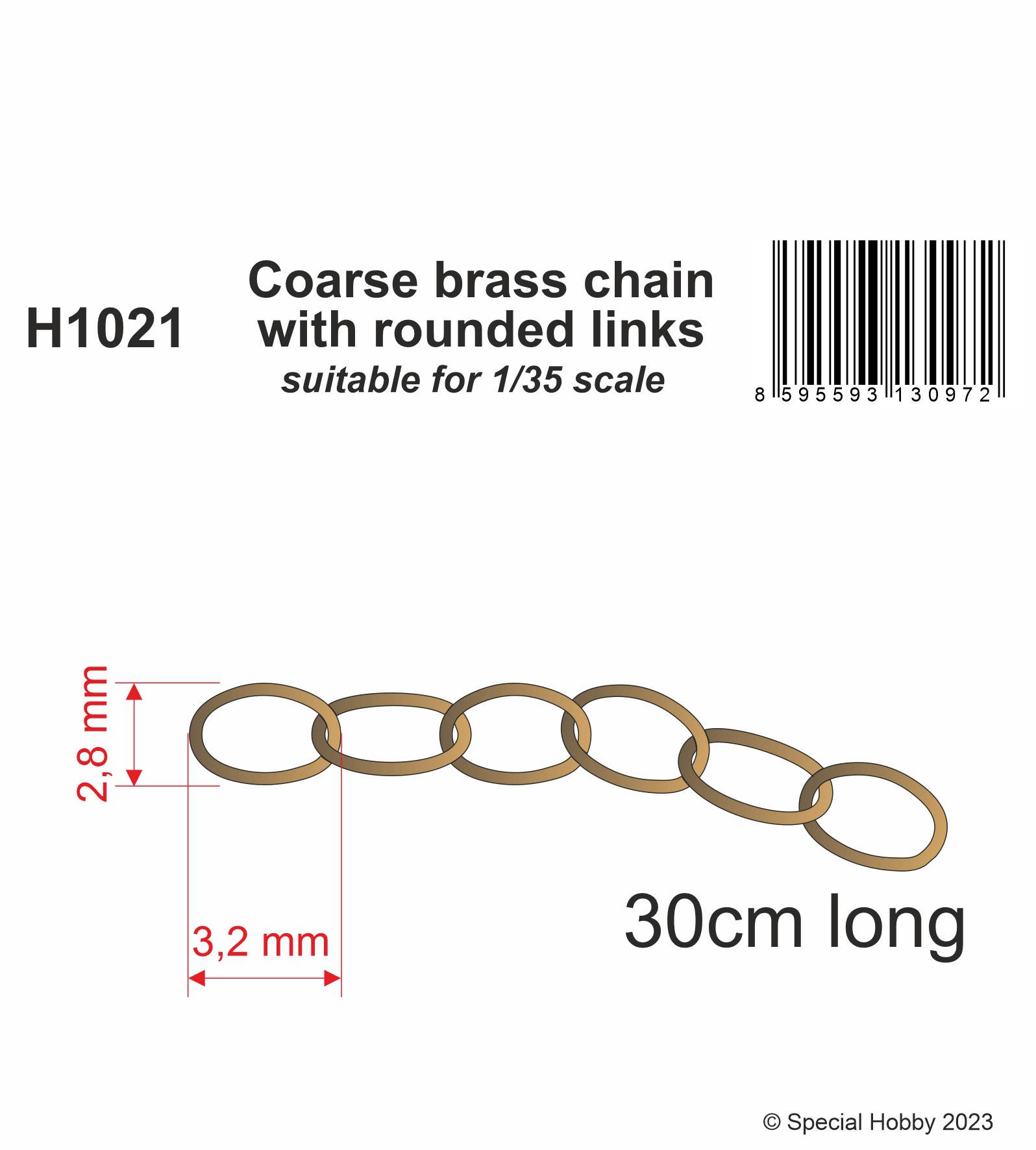 Special Hobby 30cm Coarse brass chain with rounded links - suitable for 1/35 scale | 8595593130972