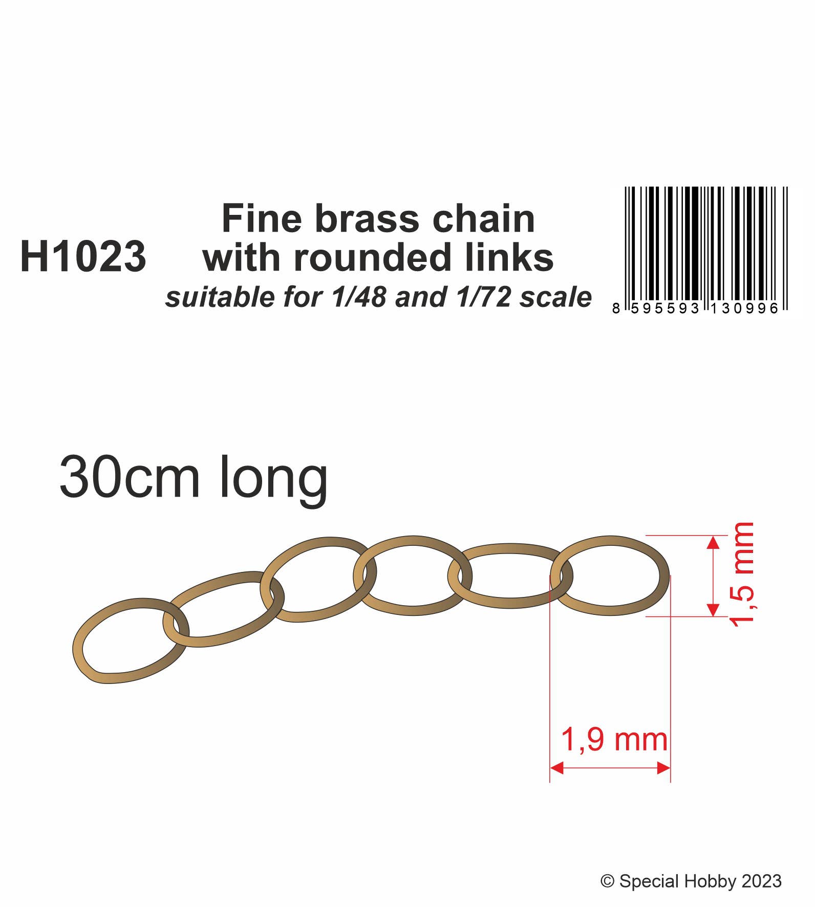 Special Hobby 30cm Fine brass chain with rounded links - suitable for 1/48 and 1/72 scale | 8595593130996