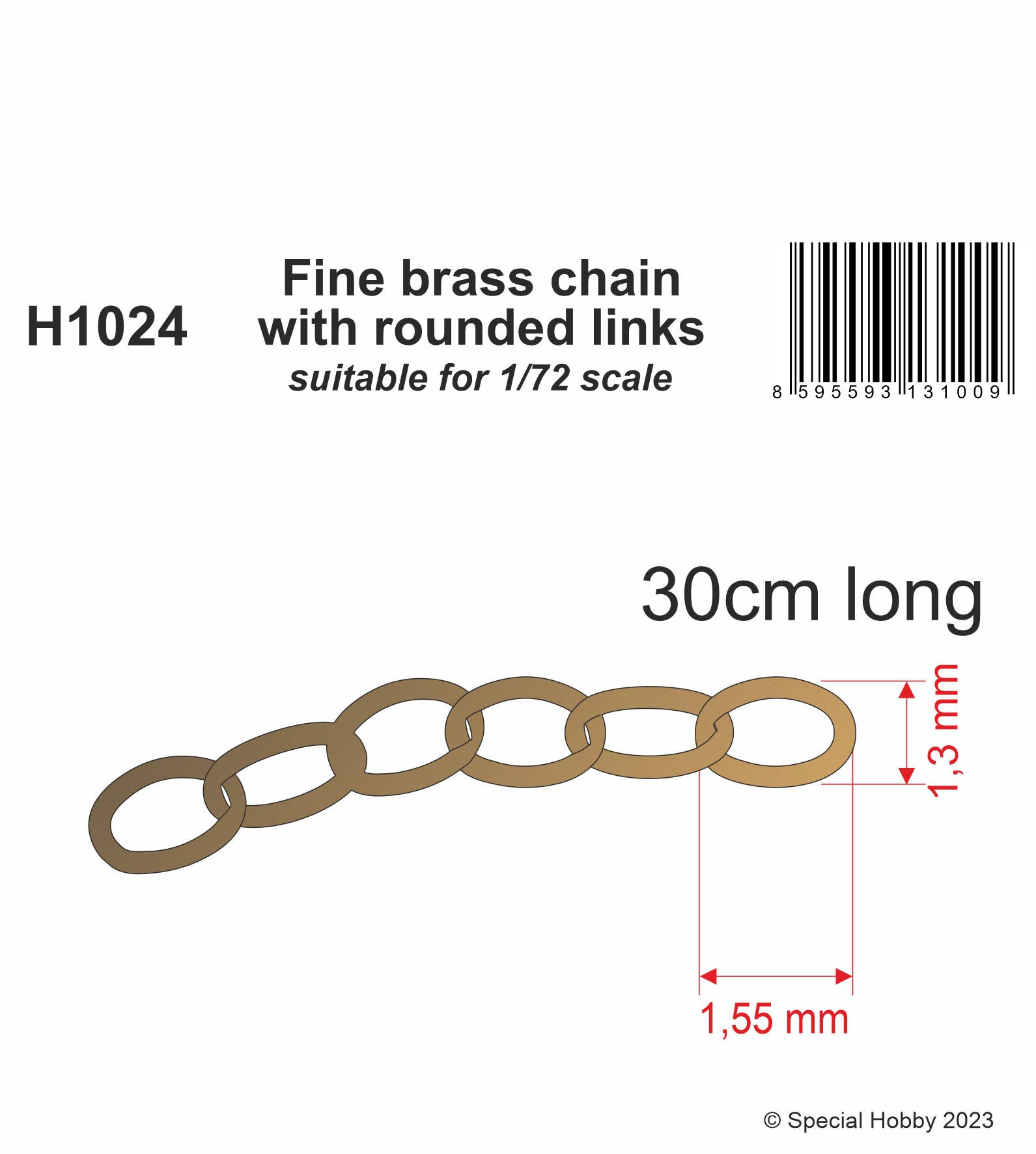 Special Hobby 30cm Fine brass chain with rounded links - suitable for 1/72 scale | 8595593131009