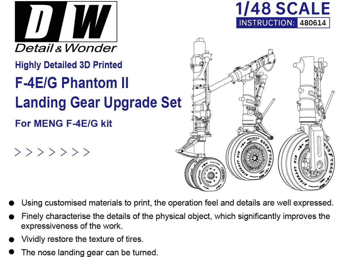 Detail & Wonder Studio 1/48 F-4E/G Landing Gear for MENG Kit | 4580702166304