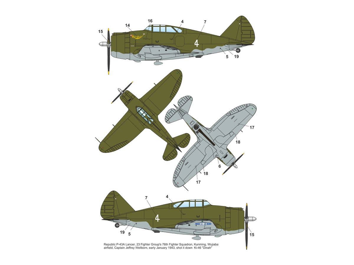 Dora Wings 1/48 Republic P-43A-1 Lancer, China Air Force | 4820237050526