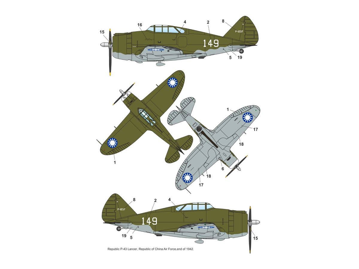 Dora Wings 1/48 Republic P-43A-1 Lancer, China Air Force | 4820237050526