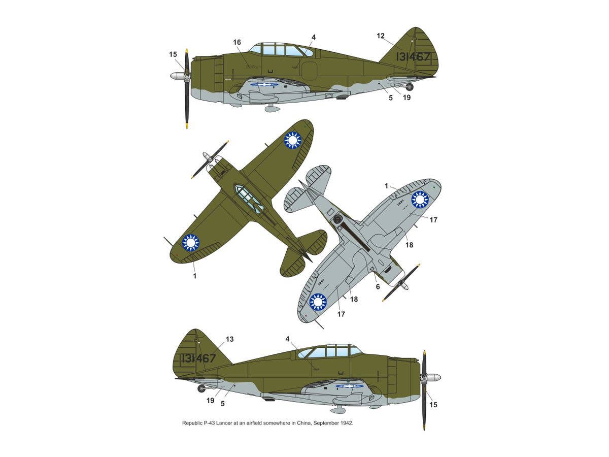 Dora Wings 1/48 Republic P-43A-1 Lancer, China Air Force | 4820237050526