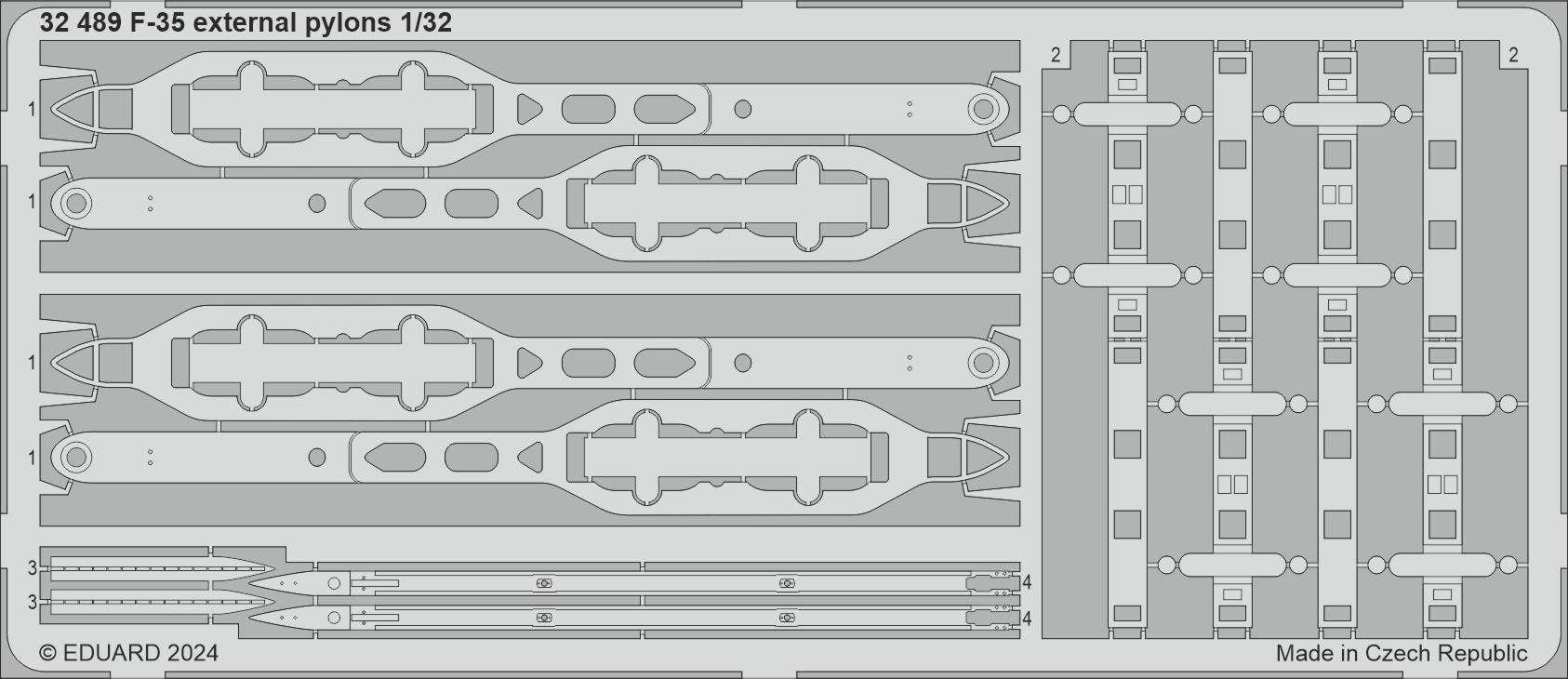 Eduard F-35 external pylons 1/32 Photo etched set for TRUMPETER | 8591437584857