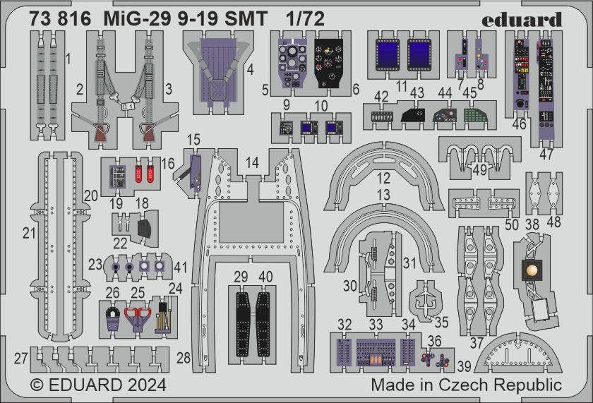 Eduard MiG-29 9-19 SMT 1/72 Photo etched set for GREAT WALL HOBBY | 8591437584901