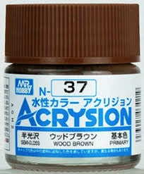 Mr Hobby Acrysion N37 - Wood Brown (Semi-Gloss/Primary) | 4973028034219