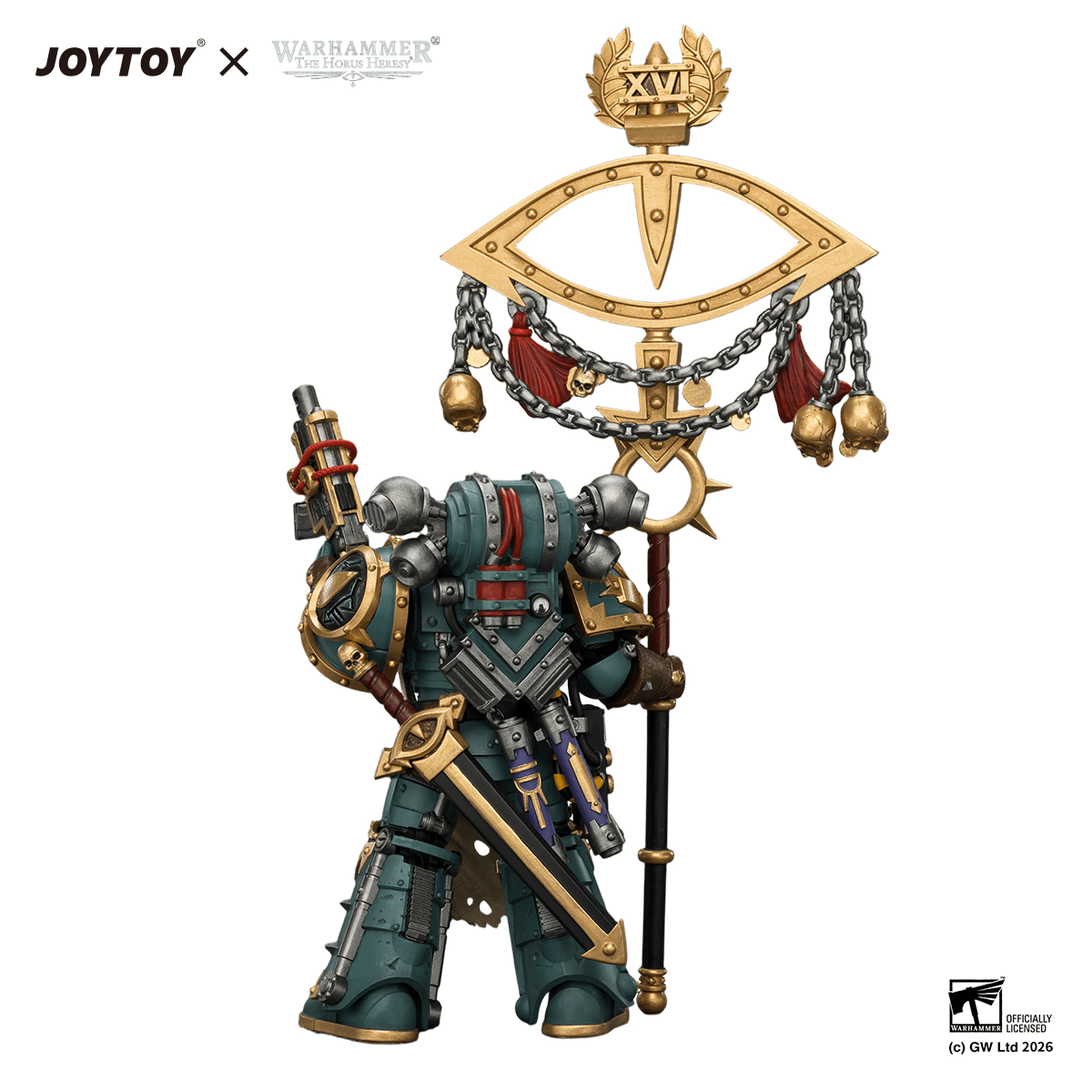 Sons of Horus Maloghurst the Twisted, the Warmaster's Equerry with Legion Standard and Banestrike Bolter | 6927054404339