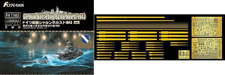 Flyhawk Model 1/700 German Battleship Scharnhorst 1943 (Deluxe Edition) | 6921970401335