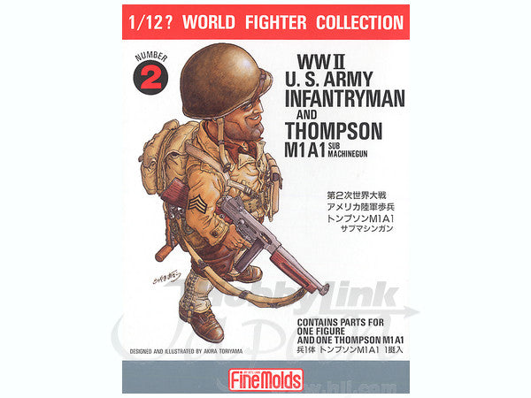FineMolds 1/12 WWII U.S. Infantry Man & Thompson M1A1 Figure Kit | 4536318120025