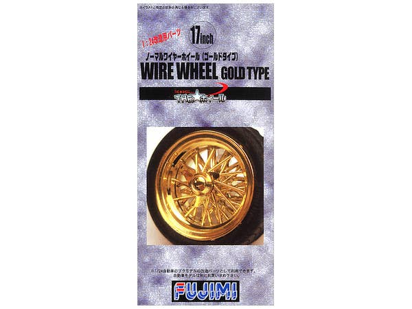Fujimi 1/24 The Wheel Series (No.56) Wire Wheel Gold Type Wheel & Tire Set 17 inch | 4968728193250