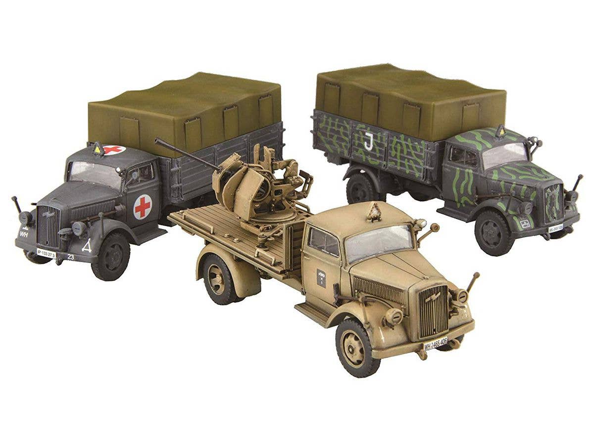 Fujimi German 3ton Truck (Camouflaged/Medical Van/Antiaircraft Ring Mount) | 4968728723211